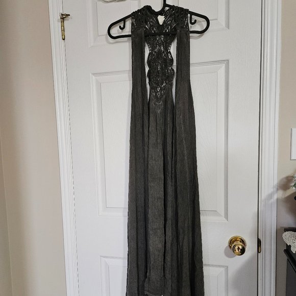Super Long Flowy Vest with Lace Back - Picture 1 of 7
